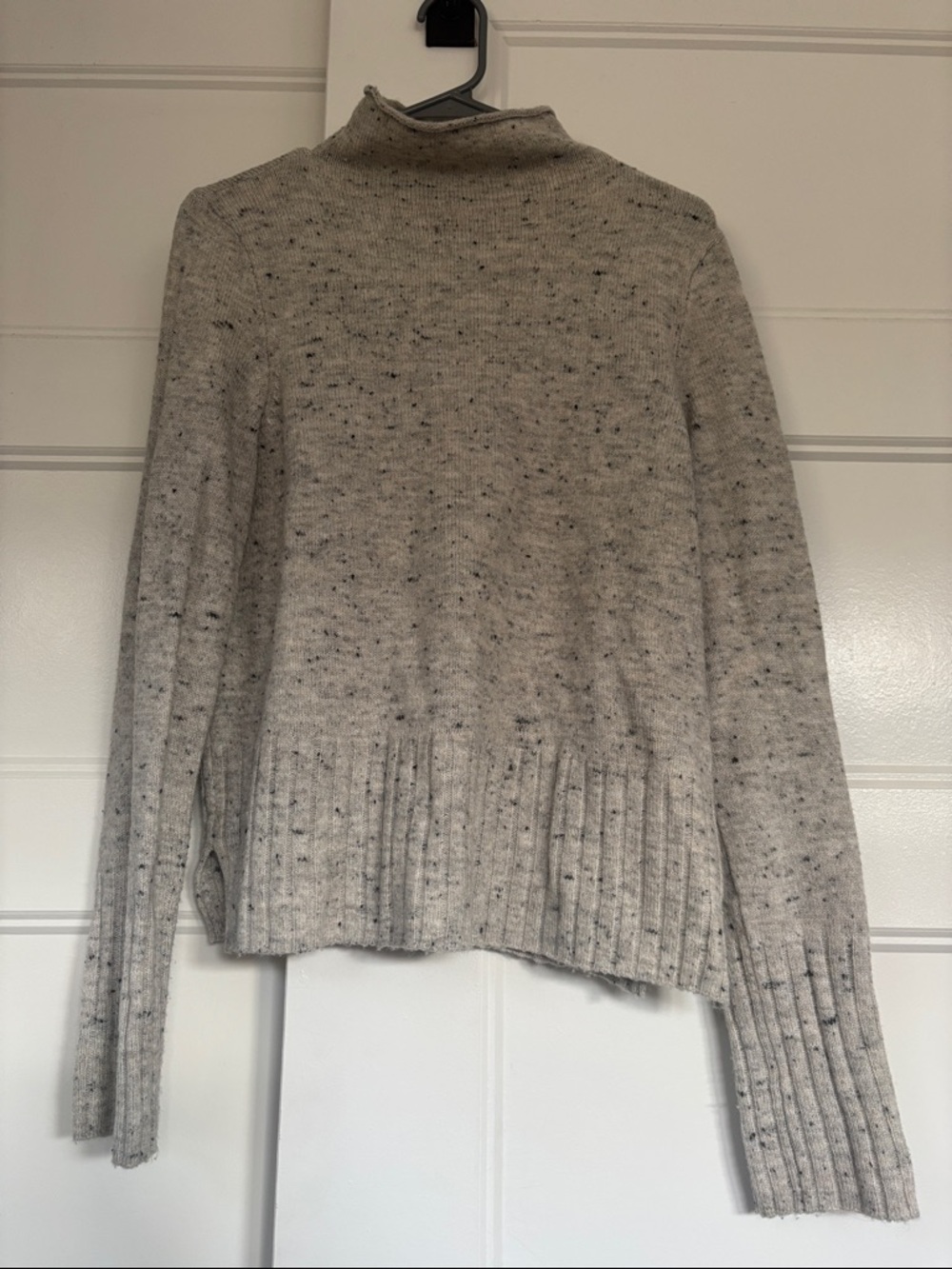Madewell Heathered Light Gray Speckle Turtleneck Sweater